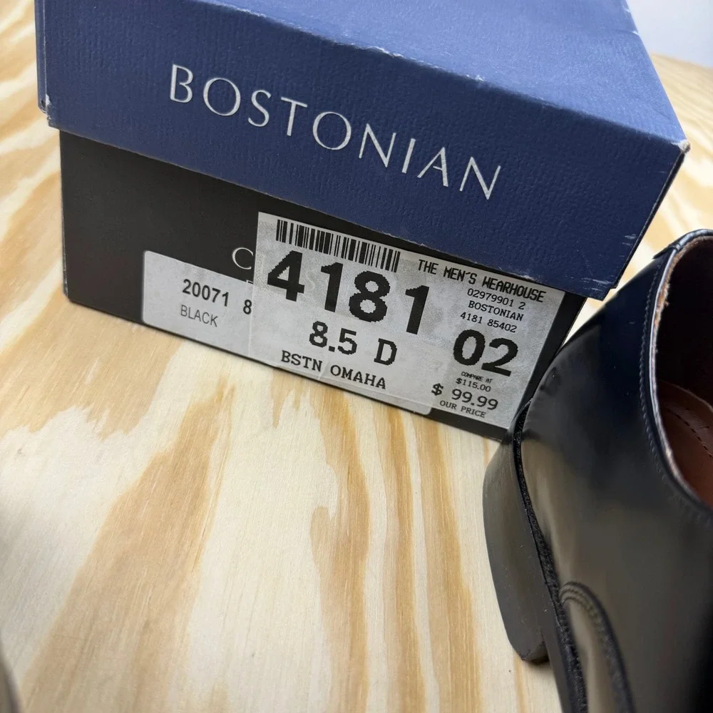 Bostonian Classics Omaha Mens Black Leather Cap Toe Oxford Dress Shoes 8.5 D